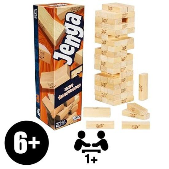 Официальная Дженга от Hasbro (2025) Веб-приложение Различные способы игры Деревянные кубики Башня из кубиков Настольная игра для вечеринок Возраст 6+ 1 игрок G1499 Оригинальный продукт