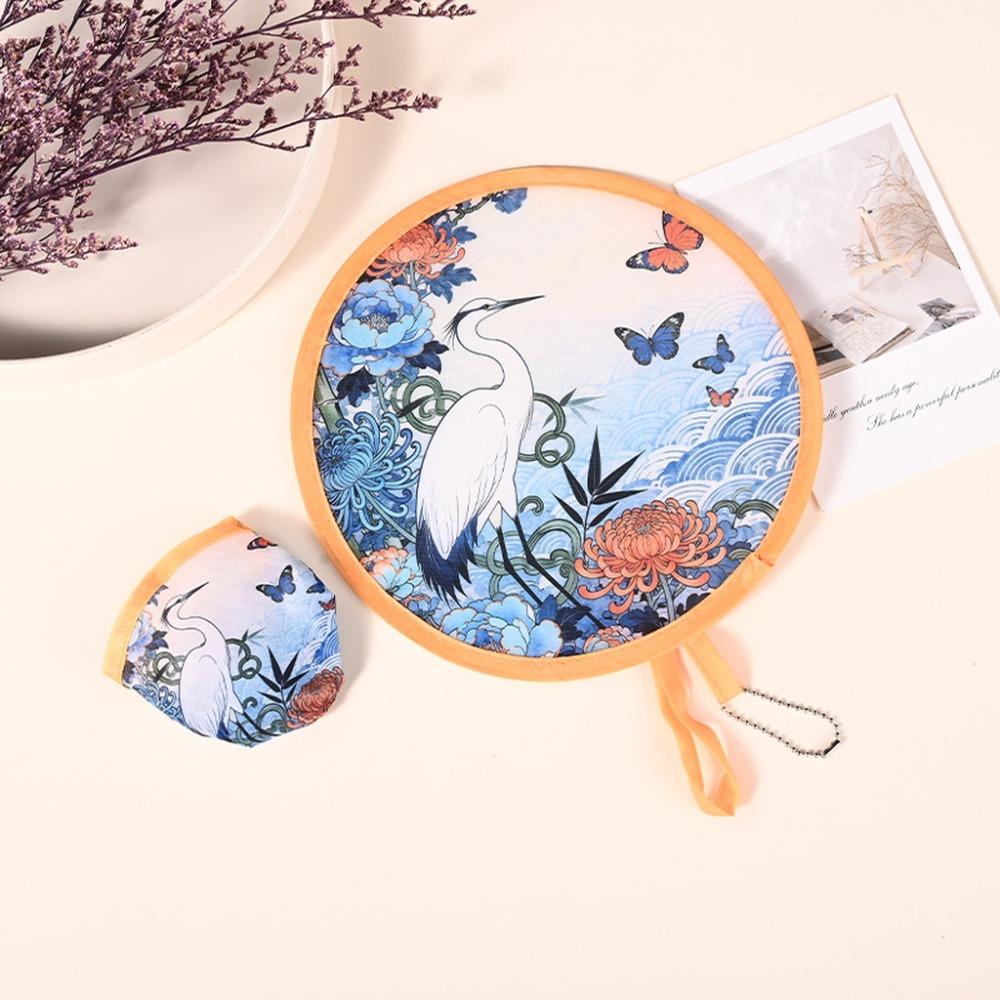 Polyester Portable Cooling Fan Summer Round Handheld Fan New Foldable Hand Fan Outdoor Activities