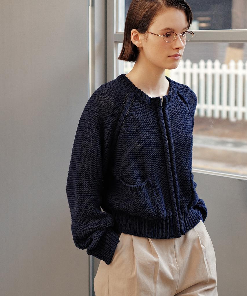 ANDNEEDS Birkin Zip-Up Knit (Navy)