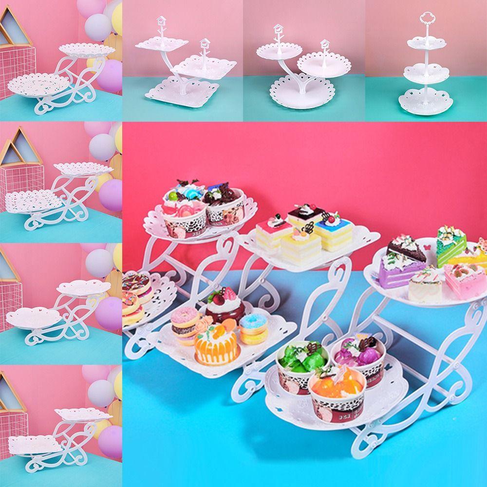 Plastic Cake Stand 2/3-Layers Food Fruit Plate Creative Dessert Rack  Wedding Birthday Party