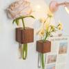 Wooden Test Tube Vase DIY Flower Arrangement Magnetic Simulation Flower Vase Refrigerator Sticker Home Kitchen Decorations Vases