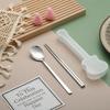 1 Set Spoon Chopsticks Food Grade Mirror Polish Smooth Edge Rust-proof Corrosion Resistant Dinning