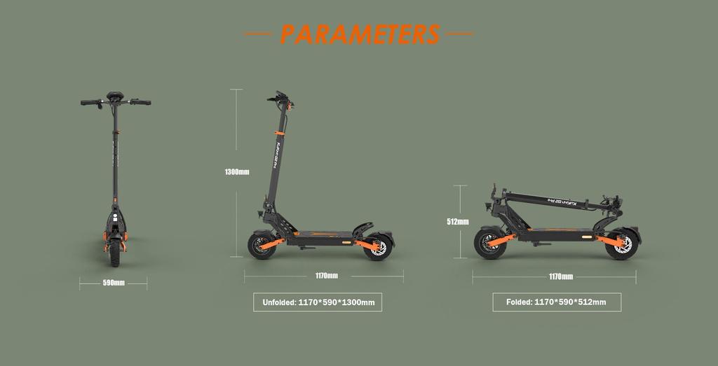 Foldable electric scooter Kukirin G2 Pro (VMP), 500W motor, 48V 15.6AH battery, top speed 25KM/H, cruising range 65KM, 9-inch tires