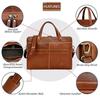 Genuine Leather Laptop Briefcase Bag for Men, Durable Vintage Office Travel Carry Business Messenger Shoulder Bag, Multi Pocket Zipper Work Handbag