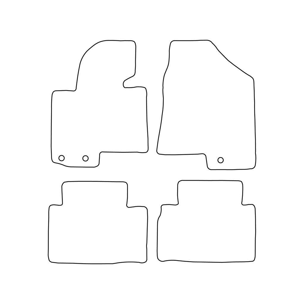 Velour Car Mat Set - Car Mats Fitting: Hyundai ix35 I 2010-2015, Kia Sportage III 2010-2015, Black Trim