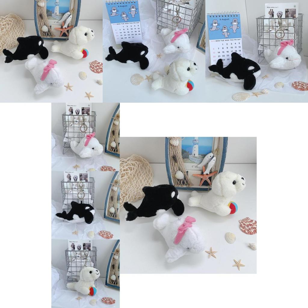 Cute Soft Plush Sea Animals Keychain Whale Dolphin Seal Backpack Accessory