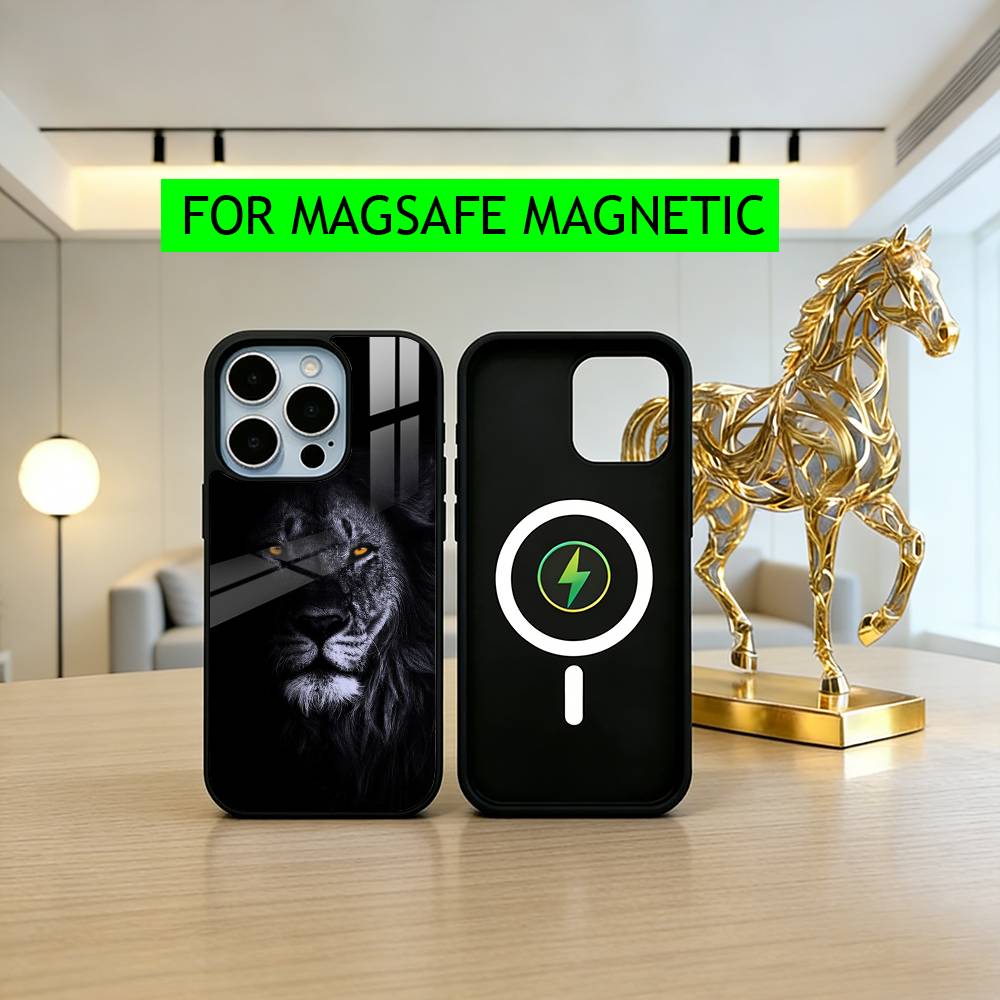 Чехол для телефона L-Lion с узором P для iPhone 17, 16, 15, 14, 13, 12, 11 Plus, Pro, магнитный с беспроводной зарядкой Magsafe