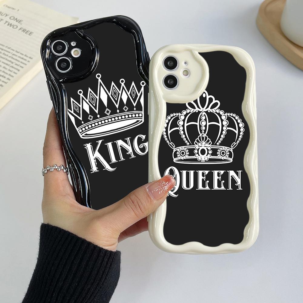 LZ17 King Queen пара влюбленных прозрачные мягкие волнистые чехлы для телефонов для Xiaomi 11 Lite Redmi Note 13 12 8 Pro 9 12C Infinix Smart 8 Tecno Защитная задняя крышка