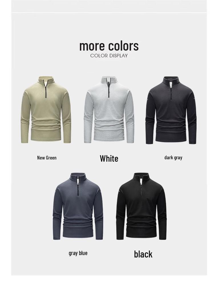 Мужская быстросохнущая эластичная футболка с длинным рукавом - Зимний базовый слой из флиса с начесом для пеших походов