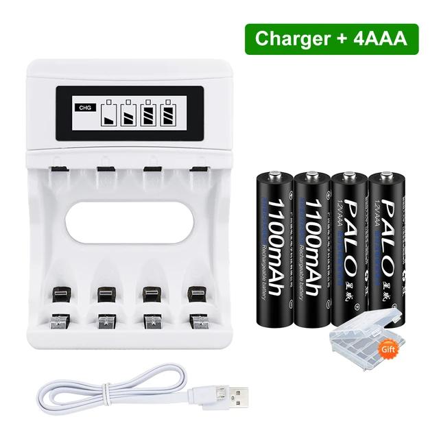 PALO Аккумуляторные батареи AA 1,2 В + аккумуляторная батарея AAA для игрушек + зарядное устройство 1,2 В для аккумулятора Ni-MH AA AAA 1,2 В