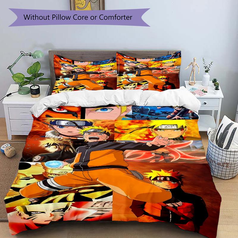 Uzumaki Naruto Adventures Print 3Pcs Bedding Setduvet Cover With 2 Bedropillowcase Home Birthday Gift