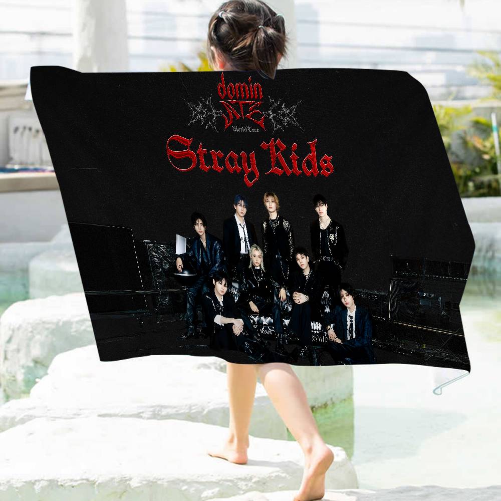 Kpop Star S-Stray Kids Anime Beach Swimming Towel Soft Absorbent Washcloth Children's Gifts For Kids Travel Camping Gym