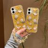 For iPhone 16 Case with Strap Glitter Sunflower Butterfly Epoxy Design Phone Cover