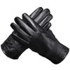 Men's Genuine Leather Cycling Gloves, Thick Velvet-Lined for Warmth, Winter Sheepskin Motorcycle Gloves