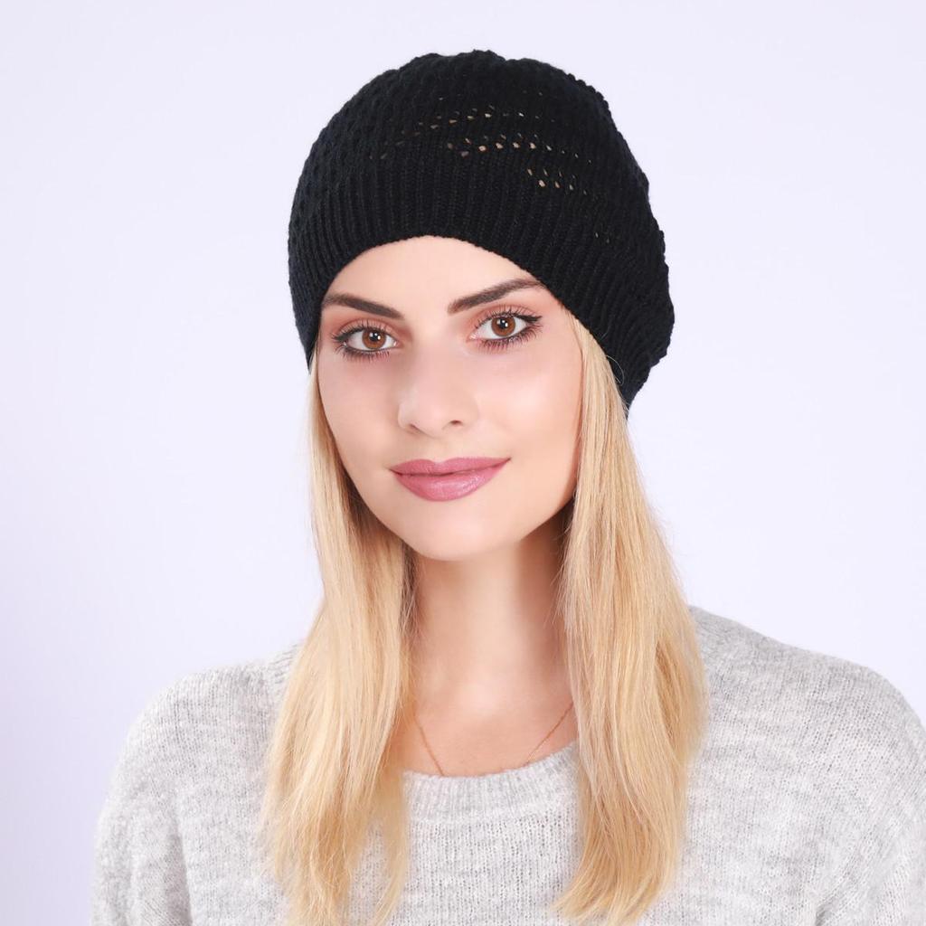 Осенне-зимний женский тонкий плиссированный полый пуловер, вязаная шерстяная теплая уличная детская шапка