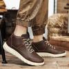 Men Casual Leather Motorcycle Boots New Design Versatile Sneaker Lightweight Travel Men's Ankle Boots Male Low Top Walk Footwear