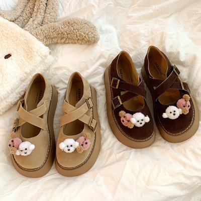 Туфли Мэри Джейн на платформе с милым японским щенком и круглой головой, женские, весна-осень 2025, новые универсальные туфли в стиле ретро с матовым эффектом