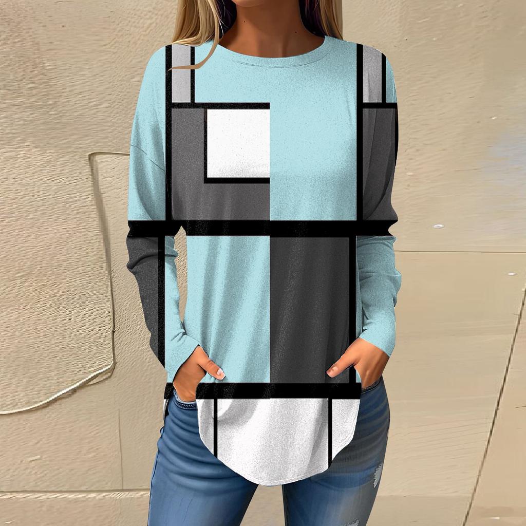 Футболки для женщин, осенние повседневные рубашки с длинными рукавами, толстовка с ретро-принтом, топ, пуловер
