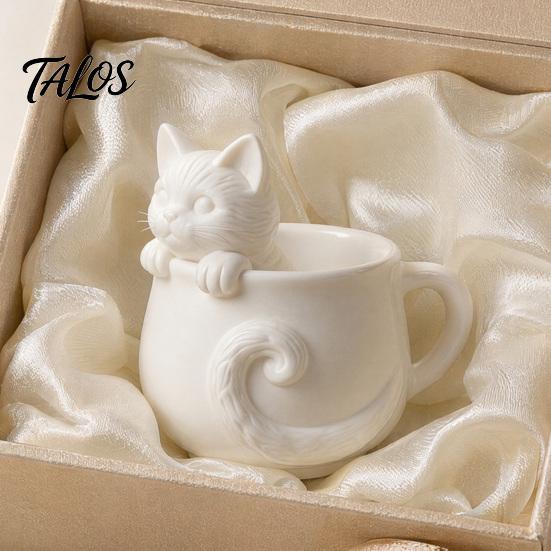 Talos 3D Printed Cat Teacup, Cute Coffee Cup, Figurine Mugs, Holiday and Birthday Gift for Milk Tea Lovers