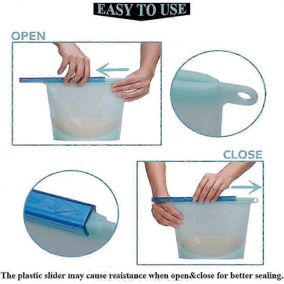 Silicone Set of 4 Reusable Storage Bag for Fruit Vegetable Preserving and Freezing Meat Soup, Airtight, Leak-Proof Food Container (17x21,5x8,5 cm)