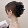 Large Summer Lace Edge Bow Claw Clip Hair Accessory for Women - Multi-Layer Feather Design