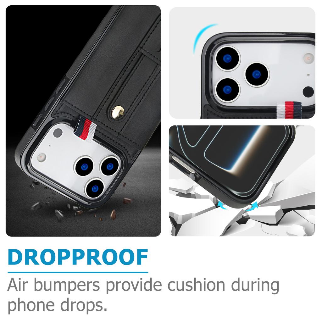 Wrist Strap Wallet Phone Case for For Iphone 17 Pro Max 14 13 12 11 15 16 Pro Max 16 Plus Leather Card Holder Slots Back Cover