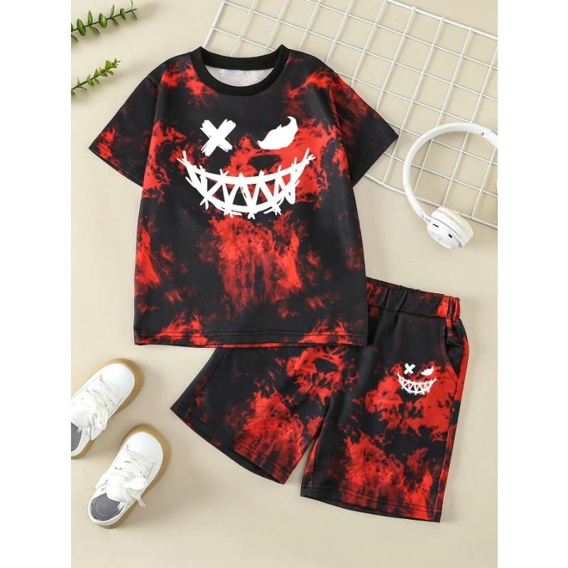 Самый продаваемый милый и симпатичный летний костюм для девочек с короткими рукавами и принтом пятнистого оленя с буквами, нежный и свежий стиль