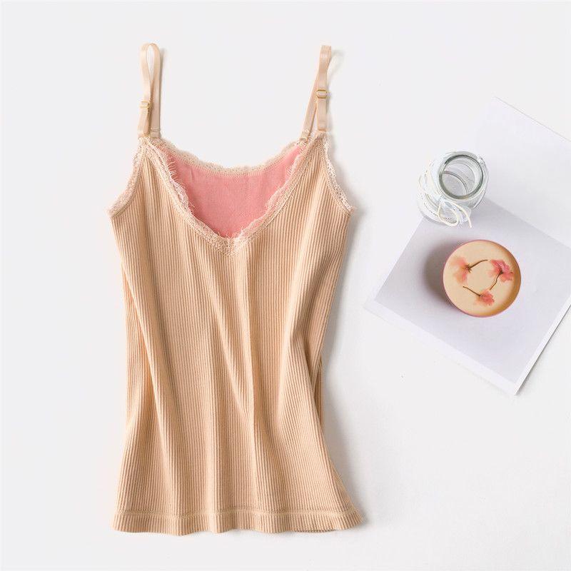 Thermal Undershirt Female Thickened Padded Fit Slim Winter Undershirt Sling Bottoming Shirt Chest Warm Underwear V-neck