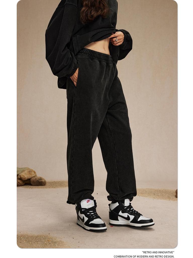 2024 Autumn American Men's Retro Casual Washed Dyed Loose Trousers - Trendy Sports Style