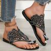 Foreign Trade Large Size Bohemian Cool Slippers Women 2024 Mezzanine Rhinestones Butterfly Sandals Women Vintage Roman Sandals Women