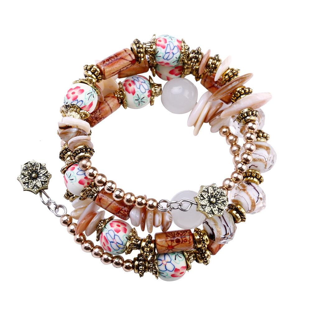 Модный этнический стиль, браслет с камнями, многослойный браслет, браслет с камнями в этническом стиле, регулируемый размер, браслет, ювелирное изделие