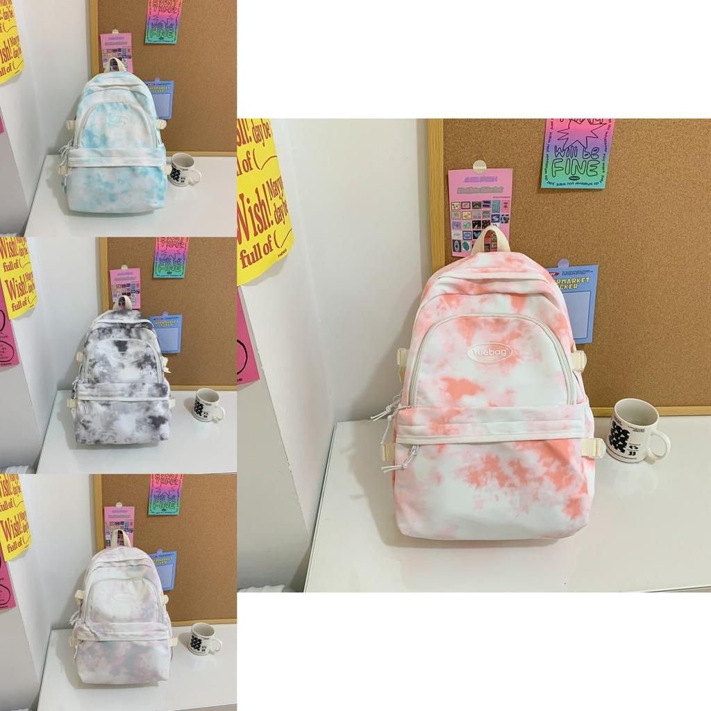 Fashionable Letter Decoration Tie Dye Pattern Student Casual Backpack For Campus Daily Use