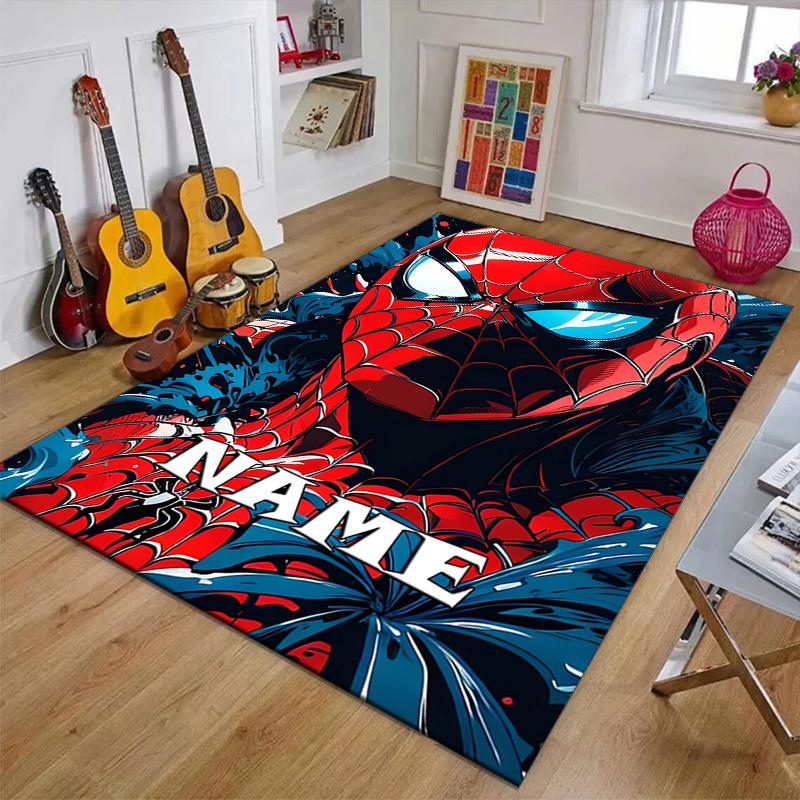 Custom Spider Man Mat Personalized Name, Polyester Washable Indoor Entryway Rug, Gift for Christmas, Easter, Thanksgiving Day