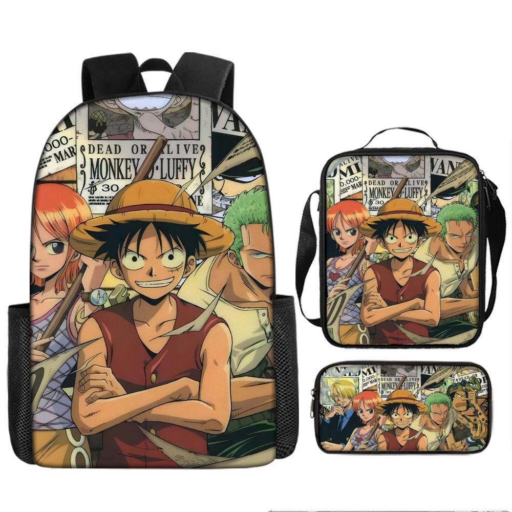 Анимация ONE PIECE школьный рюкзак из трех частей игровой периферийный рюкзак большой вместимости для ученика средней школы для улицы, кампуса, сумка для компьютера