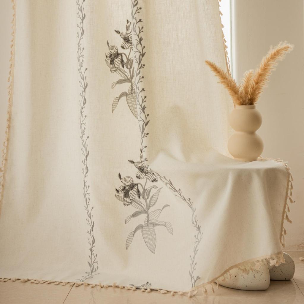 European Classical Floral Blackout Sheer Curtains for Balcony, Living Room, Bedroom, Bay Window