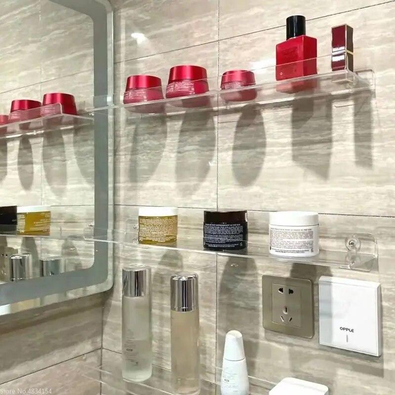 Настенная полка для ванной комнаты, акриловая, без сверления, прозрачная полка для унитаза, подвесная перегородка, без перфорированного держателя, кухонные полки