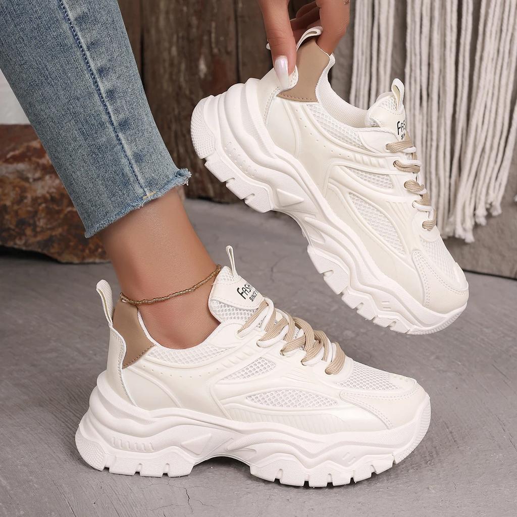 Women Sneakers Candy Colored Student Thick Soles Large Size Sneakers Women Casual Lace Up Platform Shoes Women Zapatos De Mujer