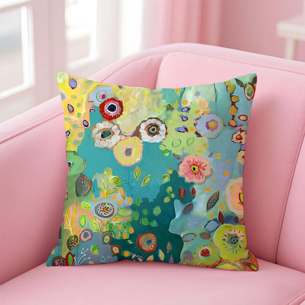 Bold Stunning Anime Abstract Paint Colorful Cushion Cover Linen Pillowcase Cover Soft Decor for Sofa Home Room