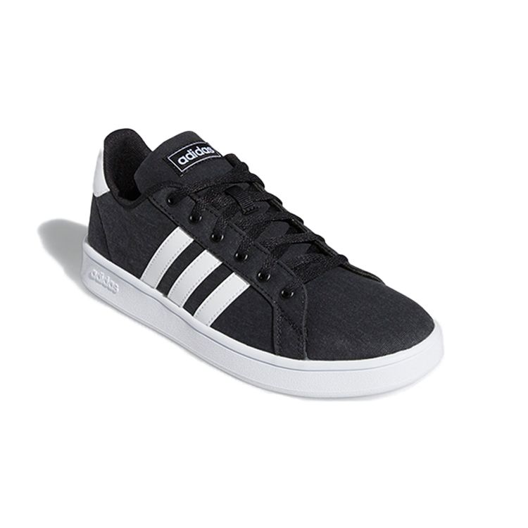 Adidas Neo Grand Court Синтетическая кожа Канвас Удобные Универсальные Дышащие Низкие Кеды для скейтбординга Детские Кроссовки Серый Черный EG1517