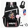 Anime Backpack Students Featuring Uchiha Itachi Design Canvas School Bag With USB Charging Port Unisex Street Style