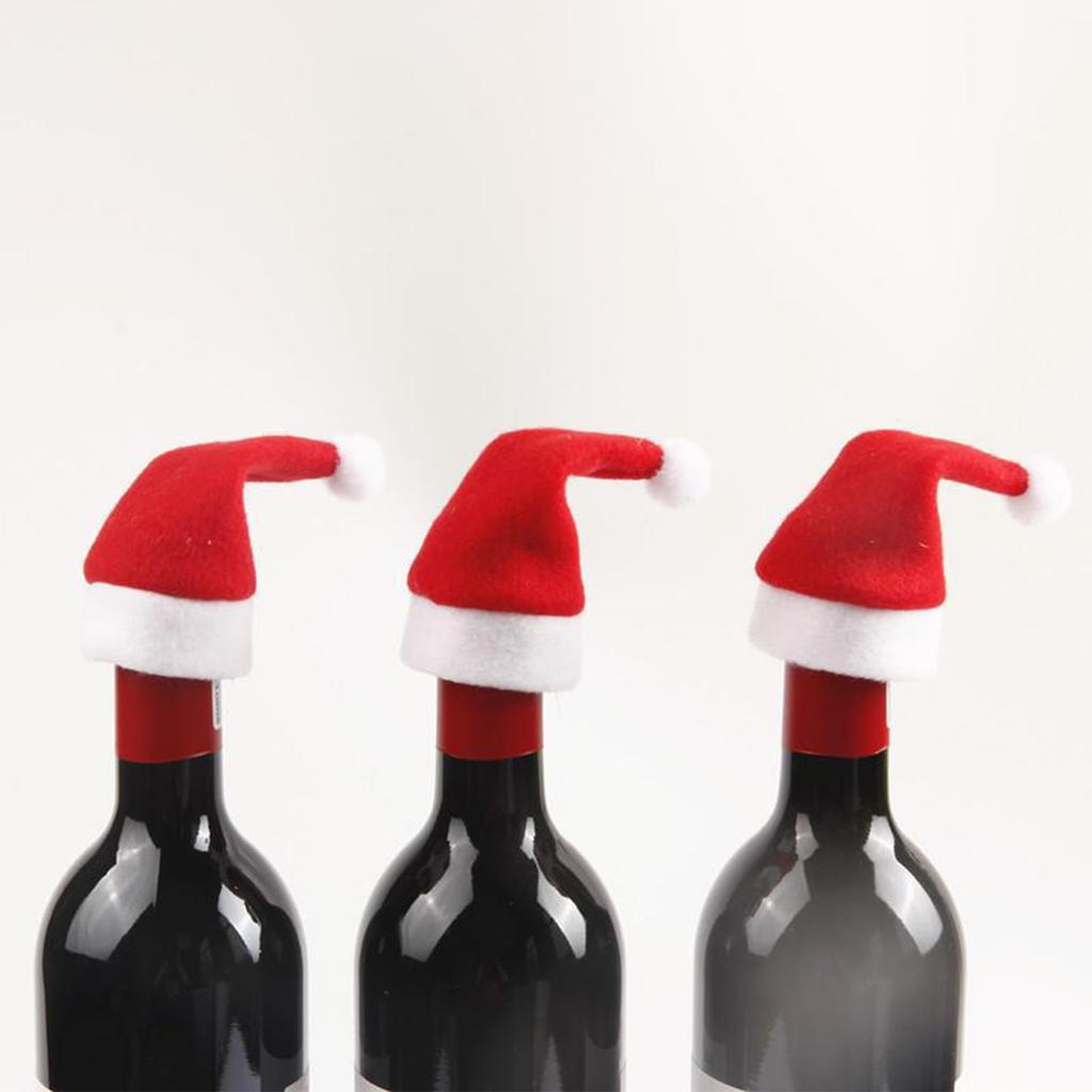Christmas Hat Mini Red White Multi Purpose Christmas Decoration Accessory Festive Wine Bottle Utensil Decor Party Table Decor