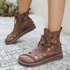 Fashion Hollow Women Short Cool Boots Designer Lace Up Summer Sandals Fashion Casual Shoes 2025 New Ankle Boots Cozy Sandalias De Mujer