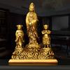 Pure Copper Guanyin Bodhisattva Ornament Boy and Girl Nanhai Guanyin Bodhisattva Worships Copper Buddha Statues At Home