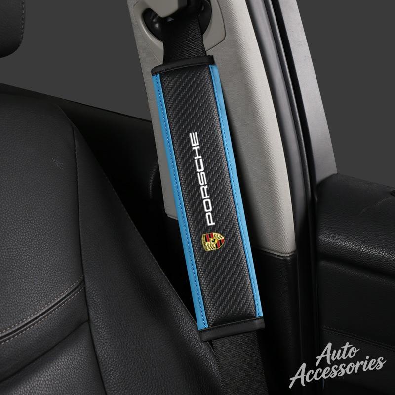 For Porsche MO92Pcs Car Seat Belt Shoulder Cover Safety Protector Pad Carbon Fibre For Porsche Cayenne Panamera Macan 911 Taycan Boxster Cayman