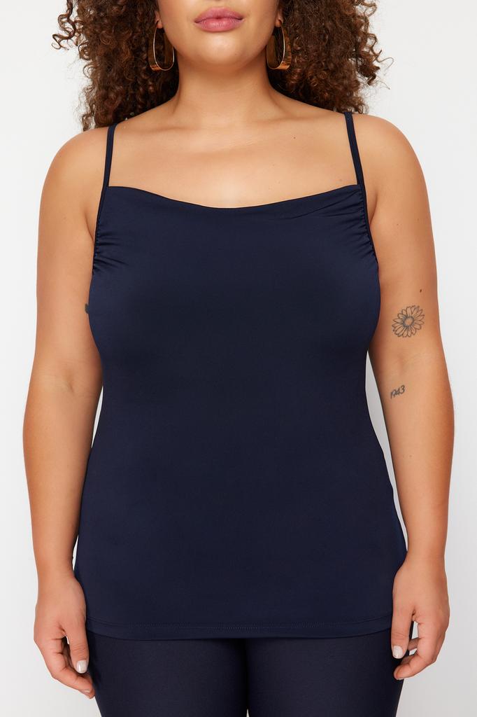 Женская мода новая блузка большого размера темно-синяя песчаная трикотажная блузка большого размера