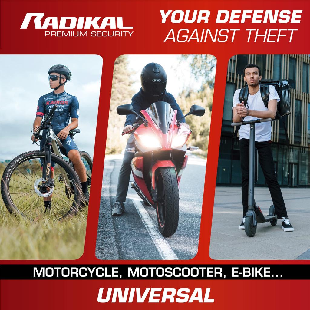 RADIKAL RK306R Motorcycle Disc Brake Lock for and 6mm Locking Lightweight Anti-Theft Lock, Motorcycles, Scooters, Bikes, Electric, Pin,