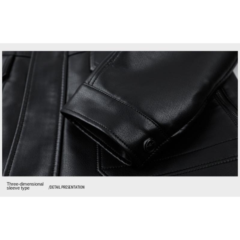 Winter Genuine Leather Clothes Men's Coat Fleece-lined Thickened Men's Dad's Leather Jacket
