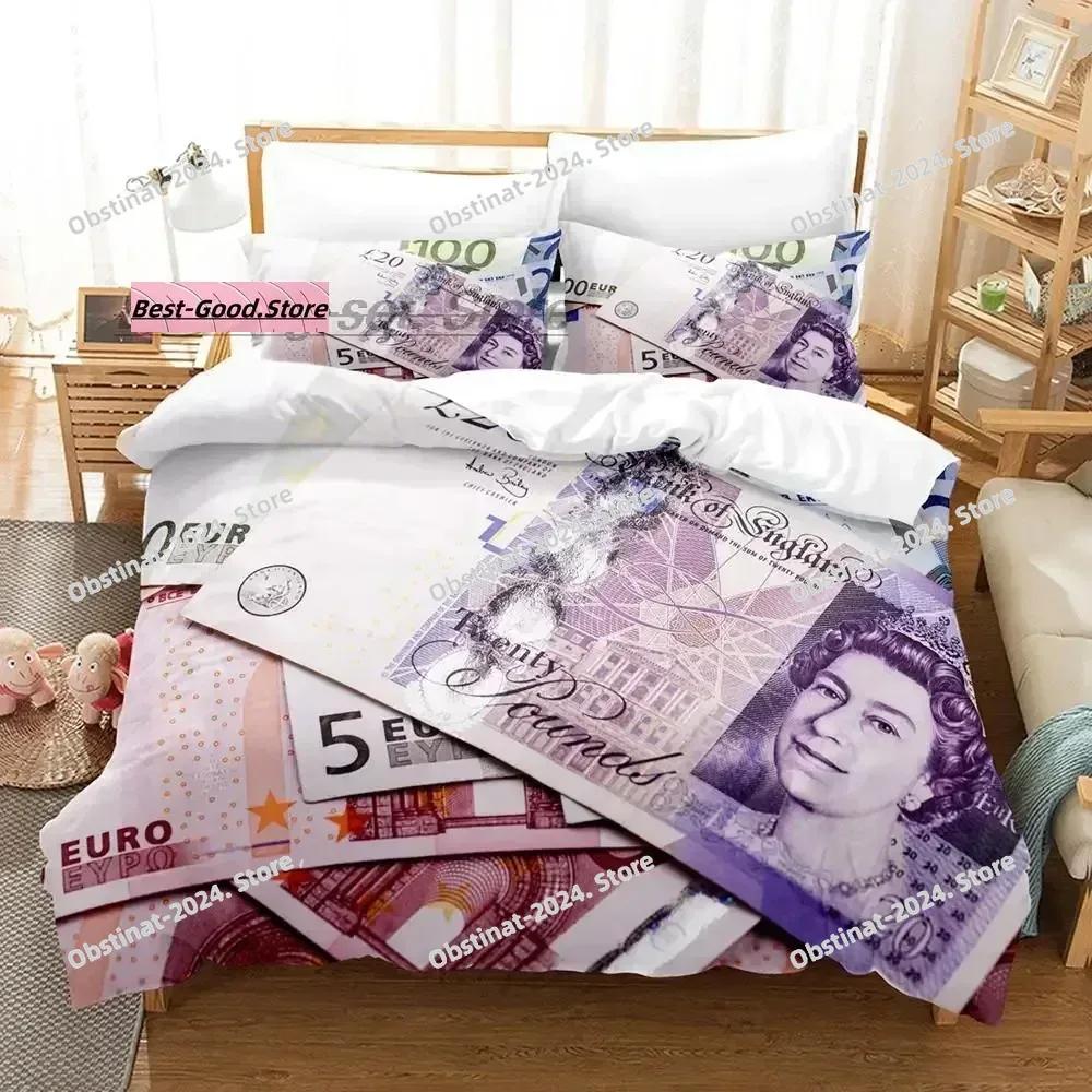 Постельное белье Dolar Single Twin Ful Quen King-Sized Размеры Размеры Комплект постельного белья Взрослый Детская спальня Комплекты пододеяльников 3D печать Деньги Комплект простыней