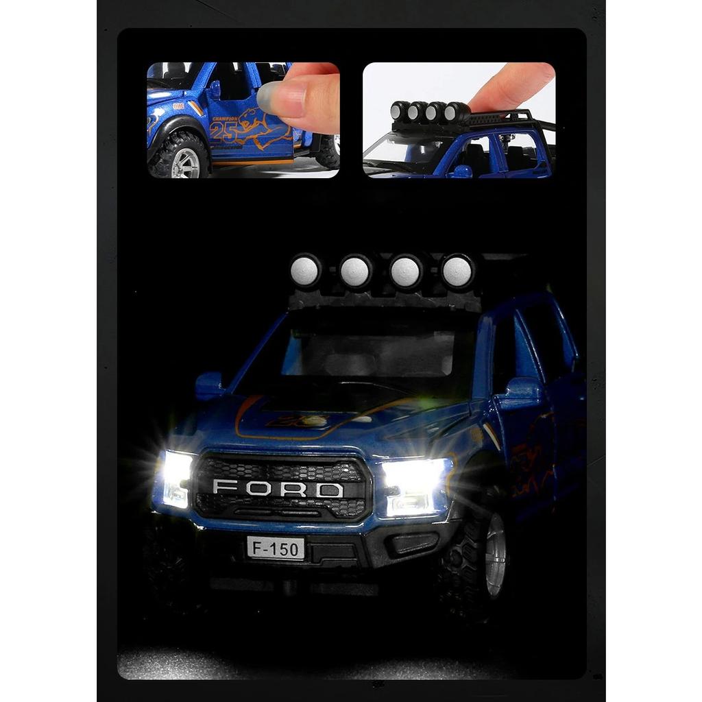1/32 Ford F150 Raptor Alloy Car Model Sound and Light Pull Back Children's Toy Collectibles Birthday Gift