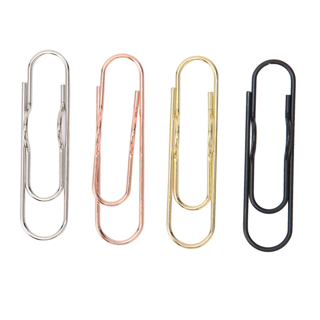 40 Pcs Black Silver Gold Colors Pen Clip Shaped Fancy Cute Planner Clips Page Marker Bookmark C